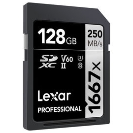 Lexar Pro 128 GB 1667X SDXC UHS-II U3 (V60) - 250MB/s memory card