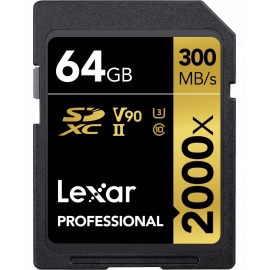 LEXAR Pro 64GB 2000X SDHC/SDXC UHS-II U3 (V90) - 300mb/s memory card